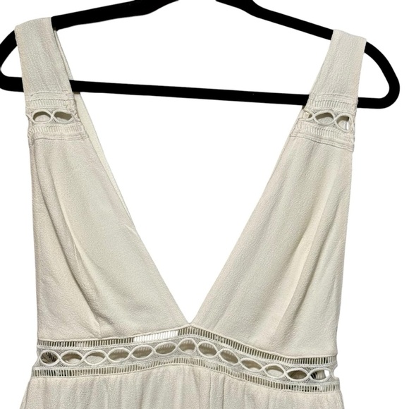 STONE COLD FOX Gabriel Boho Plunging V-Neck Lace Insert Cutout Ruffle Mini Dress - Picture 5 of 12